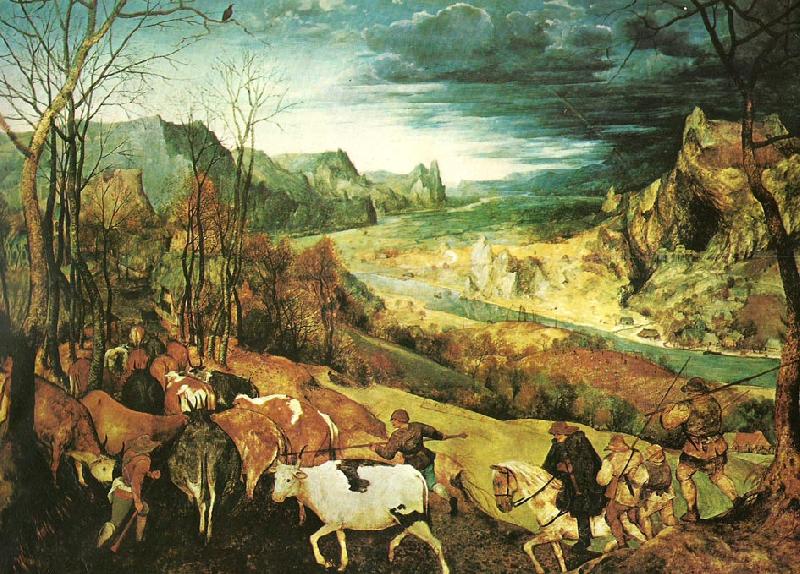 Pieter Bruegel hjorden drives hem ,oktober eller november oil painting image